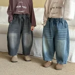 【80-150】 バックポケットロゴ デニム パンツ - 画像 (7)