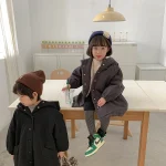 【80-150】 韓国風 暖かい フート付き ロングコート - 画像 (9)