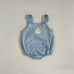 【66-90】 熊柄デニム ロンパース - 画像 (5)