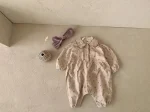 【66-100】 花柄 パフスリーブ ロンパース - 画像 (5)
