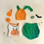 【73-100】帽子付き ハロウィーンかぼちゃ 3点セット - 画像 (4)