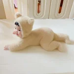 【66-100】 帽子付き ボア ロンパース - 画像 (4)