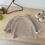 【73-100】 サイドボタン ボーダー シャツ - 画像 (8)