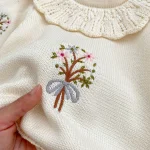 【66-100】刺繍 花柄 ニット ロンパース - 画像 (6)