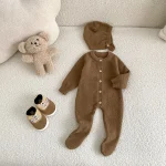 【66-90】 熊デザイン ボンネット オールインワン - 画像 (5)