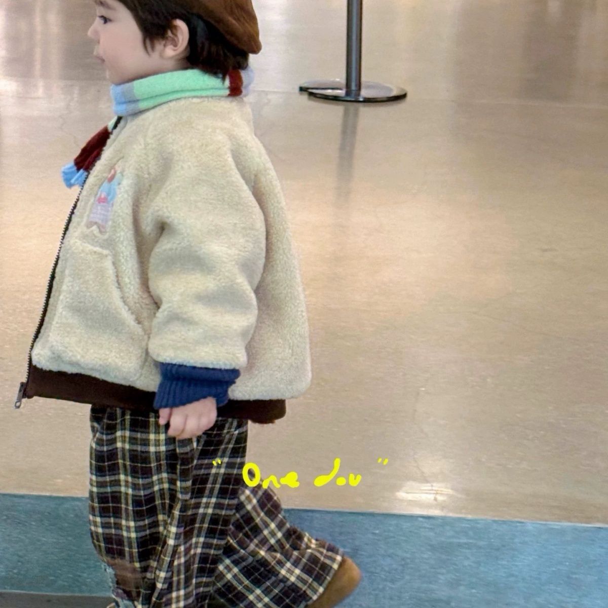 【80-140】もこもこ チェック柄 あったか アウター/パンツ - 画像 (5)