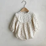 【66-90】 花柄 ナチュラル ロンパース - 画像 (8)