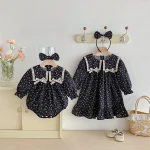 【66-140】 リボン 小花柄 ロンパース or ワンピース - 画像 (3)