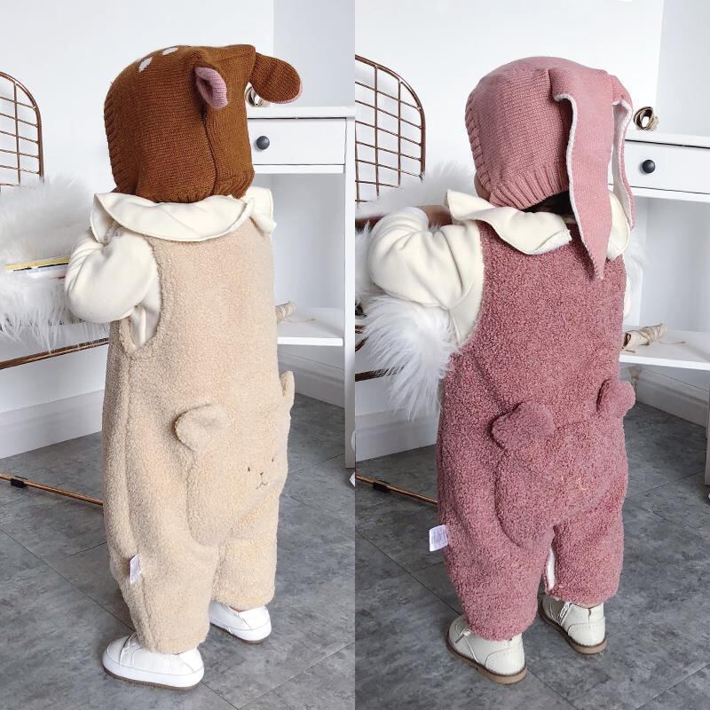 【73-100cm】 韓国風 クマミミ付き サロペット