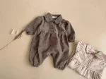 【66-100】 花柄 パフスリーブ ロンパース - 画像 (6)