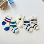 【GOODS】 韓国風 英字ボーダー ソックス 5点セット - 画像 (7)