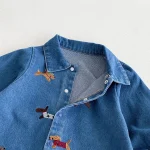 【66-100】 犬刺繡 デニム オールインワン - 画像 (6)
