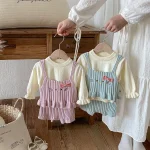 【66-100】 フリル トップス &ネコ 刺繡 3点セット - 画像 (12)