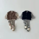 【66-100】 スリム コットン ストライプ ベビー ロング パンツ - 画像 (6)