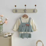 【66-100】 フリル トップス &ネコ 刺繡 3点セット - 画像 (4)