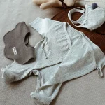 【59-80】 帽子付き 涎掛け ロンパース 3点セット - 画像 (6)