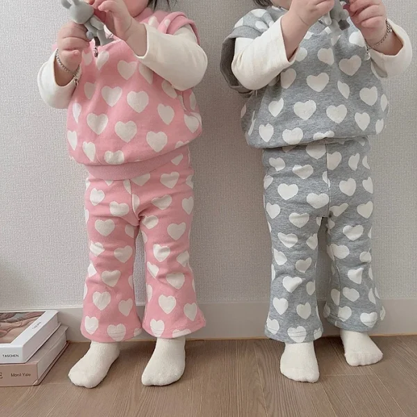 【80-120cm】ハート ベスト ＋ パンツ セットアップ
