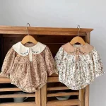 【66-90】 丸襟 小花柄 ロンパース - 画像 (6)