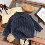 【73-110】 ケーブル編み ニット ポロシャツ - 画像 (8)