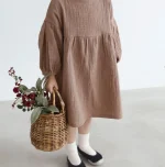 【80-130】 パフスリーブ リネン ワンピース - 画像 (7)