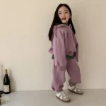 【80-140】英字 トップス フート付き カジュアル セットアップ - 画像 (4)