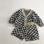 【80-130】チェック柄 カーディガン or ボトムス - 画像 (2)