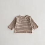 【73-100】 サイドボタン ボーダー シャツ - 画像 (14)