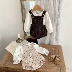 【66-100】 ドット サロペット ロンパース or 花柄インナー シャツ - 画像 (6)