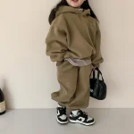 【80-140】英字 トップス フート付き カジュアル セットアップ - 画像 (7)