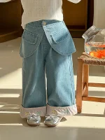 【90-140】 取り外し可能 スカート デニム パンツ - 画像 (6)