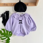 【66-90】 リボン フリル襟 ロンパース - 画像 (6)
