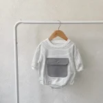 【66-90】ポケット付き ボーダー ロンパース - 画像 (7)