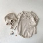 【66-90】 花柄編み ロンパースOR帽子 - 画像 (9)