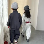 【80-130】 英字 ハーフジッパー セットアップ - 画像 (5)