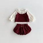 【66-100】 インナーシャツ トップス&小花柄 セットアップ 3点セット - 画像 (6)
