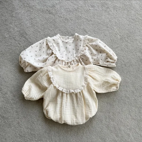 【66-90cm】 花柄 ナチュラル ロンパース