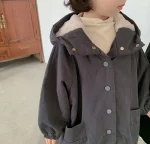 【80-150】 韓国風 暖かい フート付き ロングコート - 画像 (6)