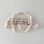 【80-130】 鹿柄 ボア付き トップス - 画像 (7)