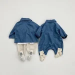 【66-90】ノーカラーデニム オールインワン - 画像 (5)