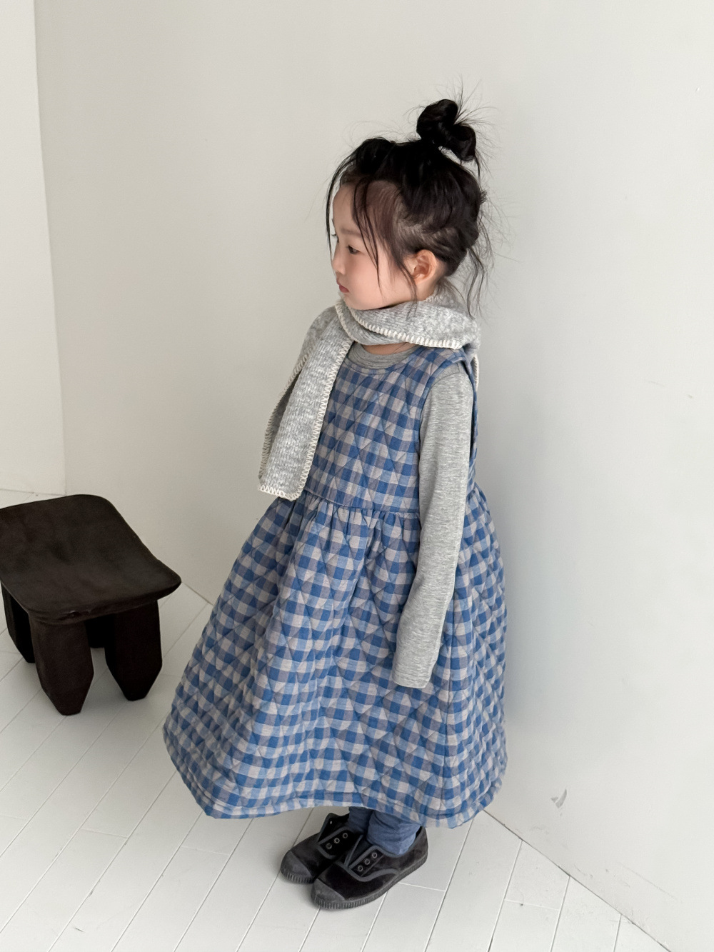 【90-150】チェック柄 ノースリーブ ワンピース - 画像 (6)