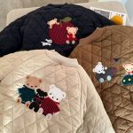 【90-140】 刺繍 クマ柄 裏起毛 アウター