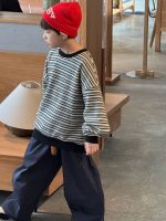 【100-150】 ボーダー柄 裏起毛 トレーナー - 画像 (6)