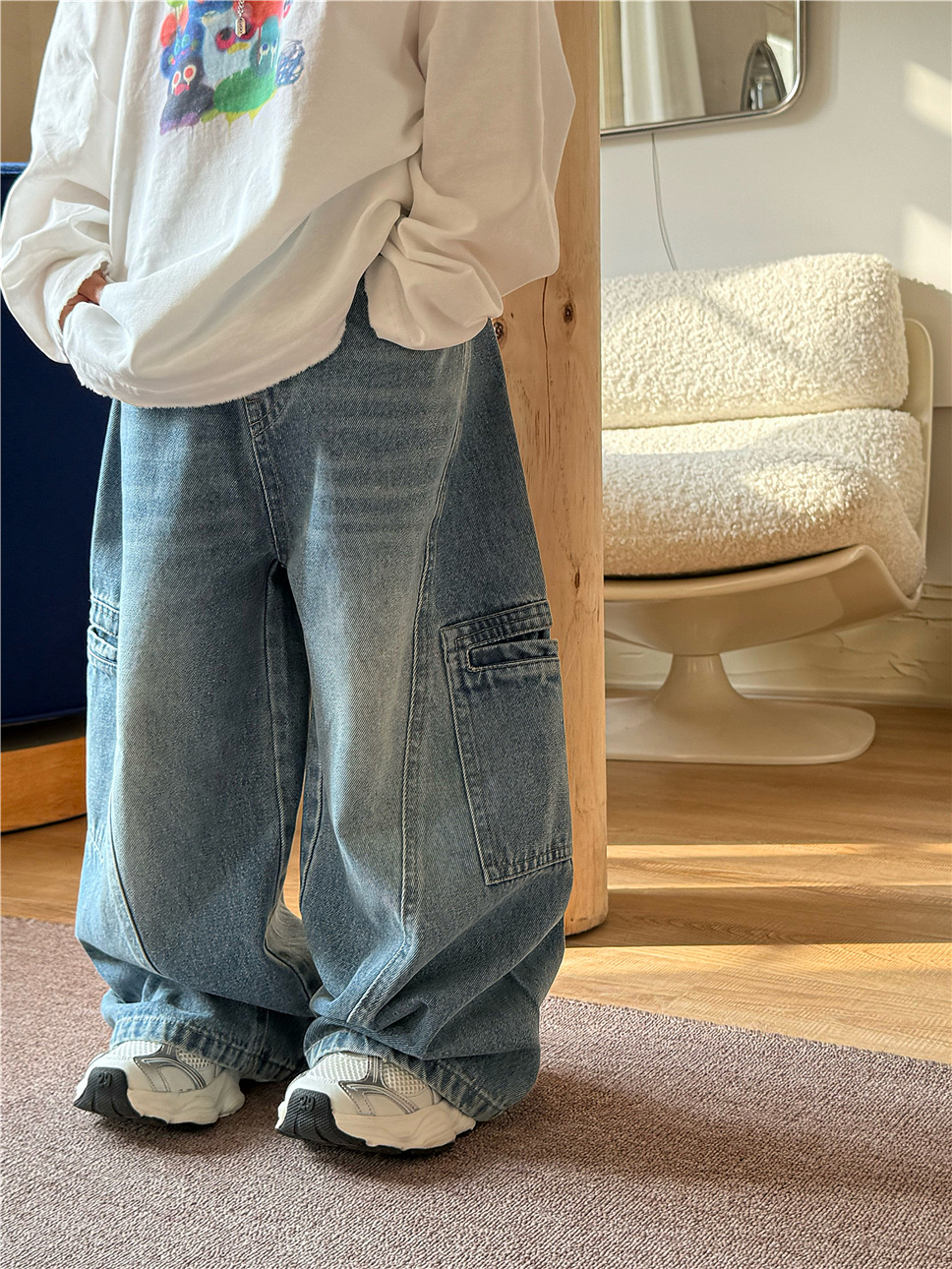 【100-150cm】ゆったり 履きやすい デニムパンツ