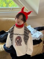 【100-160】 犬柄 プリント トップス 長袖Tシャツ
