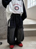 【100-160】 トレンド 動きやすい デニム パンツ - 画像 (8)