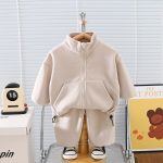 【73-120】新作 カジュアル 裏起毛 アウター&パンツ セットアップ - 画像 (5)