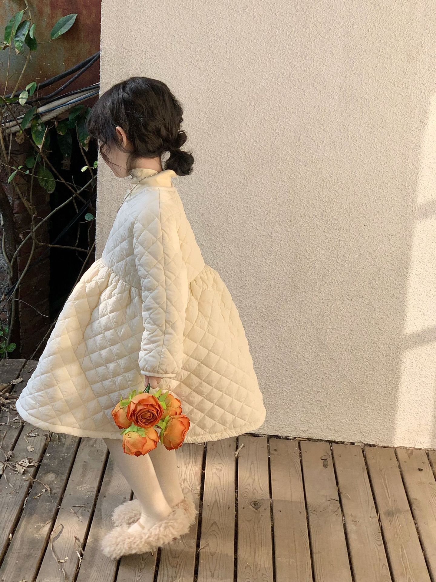 【90-140cm】シンプル スウィート 厚手 ワンピース
