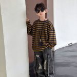 【100-160】 ボーダー柄 快適 トップス - 画像 (7)