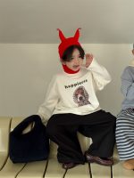 【100-160】 犬柄 プリント トップス 長袖Tシャツ - 画像 (5)