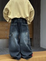 【100-160】 トレンド 動きやすい デニム パンツ - 画像 (4)
